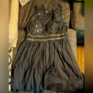 Grey sequin top formal dress